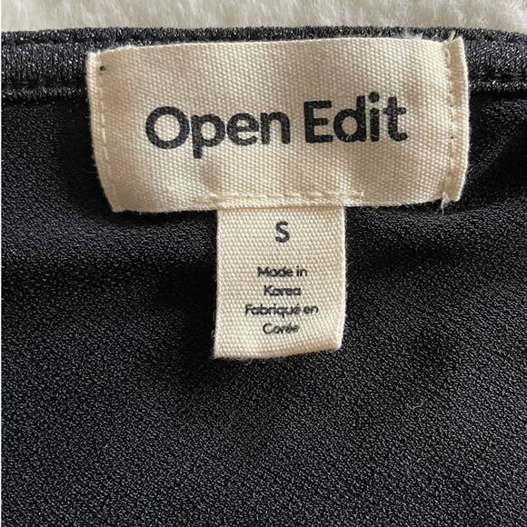 Open Edit Black Metallic Puff Sleeve Sparkle Evening Top - Size Medium - Picture 6 of 7